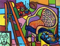 peinture : Fauteuil et chevalet du peintre