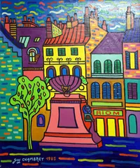 peinture : La maison rue Auguste Comte, à Dijon