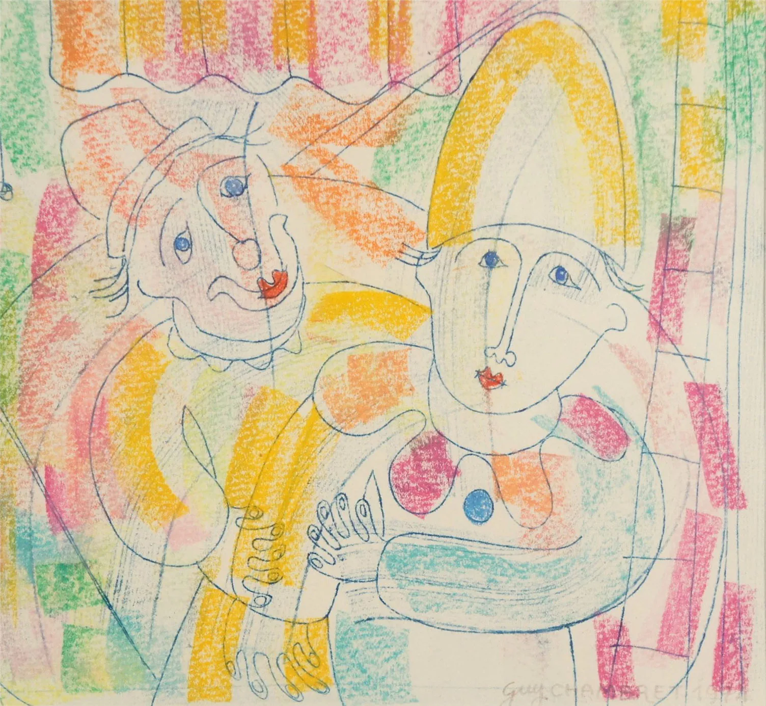 peinture les deux Pierrot