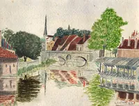 peinture : Le bief du moulin