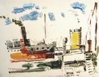 peinture : Bateau au port