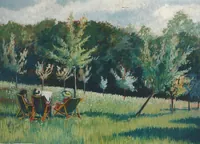 Peinture - Campagne en famille