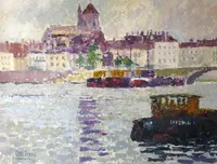 Peinture - St Jean de Losne, le port