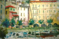 Peinture - Menton, le port