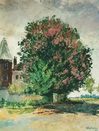Peinture - Le marronnier en fleurs