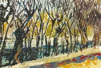 Peinture - Les tamaris au jardin de l'Arquebuse 1