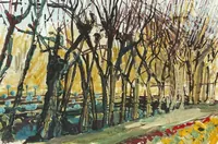Peinture - Les tamaris au jardin de l'Arquebuse 2