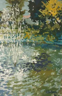 Peinture - Jet d'eau à l'Arquebuse