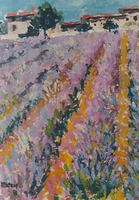 peinture : Le champ de lavande