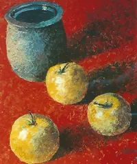 Peinture - Trois pommes