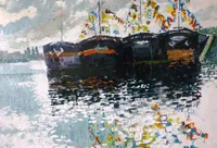 Peinture - Péniches en fête