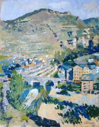 Peinture - Pont dans la vallée ardéchoise