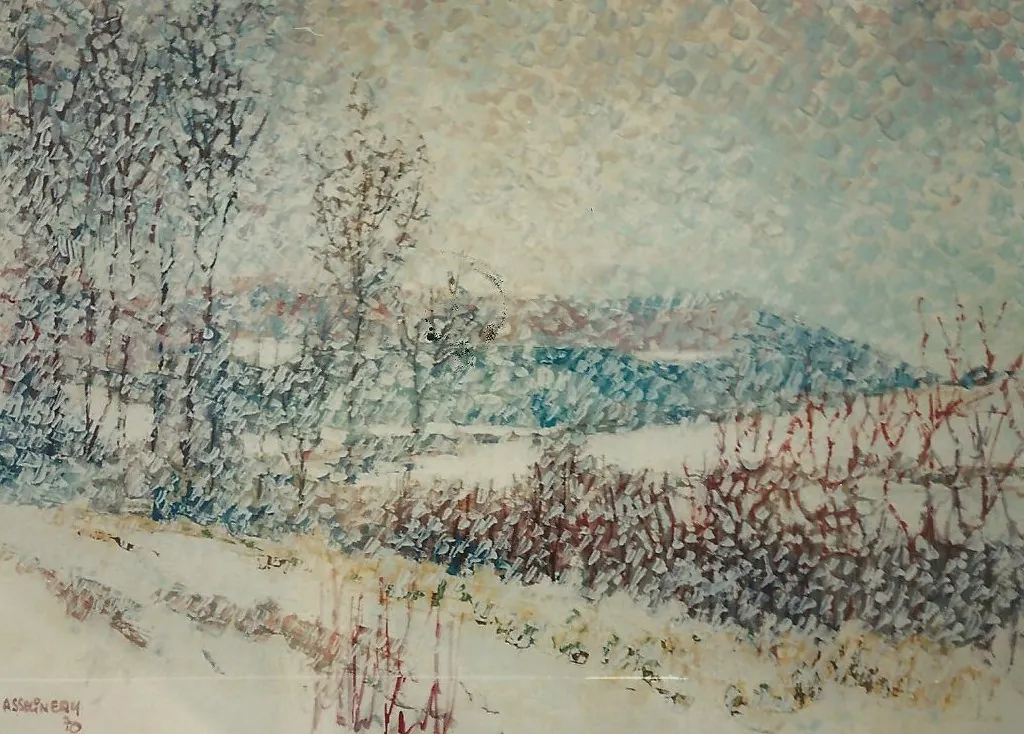 Peinture campagne sous la neige