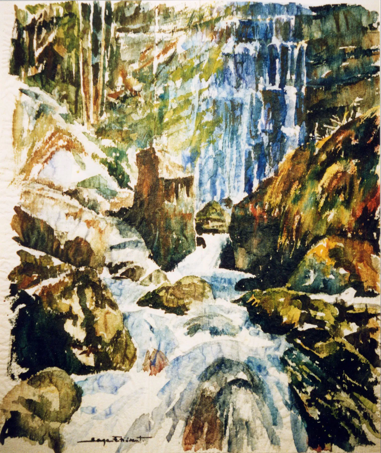 Peinture d'une cascade