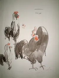 peinture : Les poules n°6