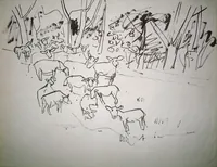 peinture : Les moutons