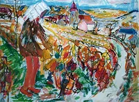 peinture : Vendanges en Bourgogne