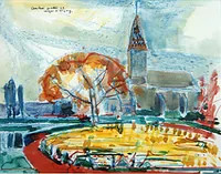 peinture : Vignes à Fixey n°2