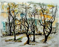 peinture : Dijon. Fontaine d'Ouche