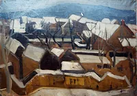peinture : Hiver en Bourgogne
