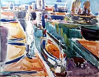 peinture : Dijon Port du canal n°3