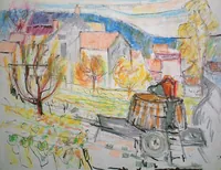 peinture : Dans les vignes n°2