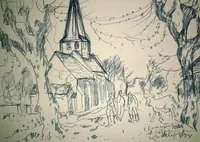 peinture : Bonnencontre. Le village