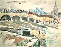 peinture : La Saône en crue à Gray