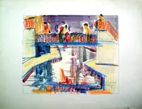 peinture : Ouvriers peignant le pont. Dijon