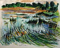 peinture : L'étang de Panthier n°1