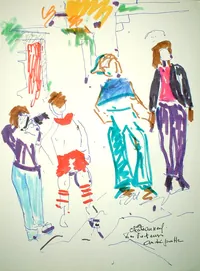 peinture : Visiteurs à Chateauneuf n°2