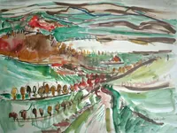 peinture : Le lac de Panthier