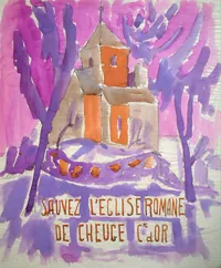 peinture : L'église de Cheuge n°18(affiche)
