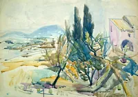 peinture : Eygalières. Le Lubéron. Vaucluse.