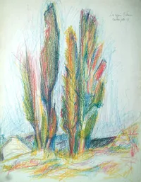 peinture : Les cyprés. Provence