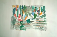 peinture : Voiles sur le lac. Enghein