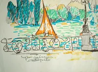 peinture : Le lac d'Enghein n°6
