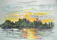 peinture : Enghein. Coucher de soleil