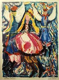 peinture : Pologne n°2 . Danseurs polonais