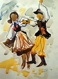 peinture : Pologne n°3 .Danseurs