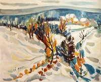 peinture : Neige à Flavignerot n°1
