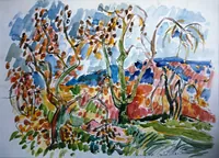 peinture : Les arbres à Flavignerot n°2
