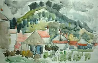 peinture : Le village n°8