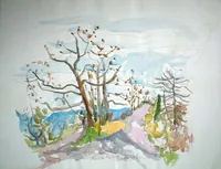 peinture : Le chemin de la forêt