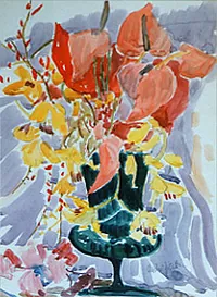 peinture : Fleurs en pot