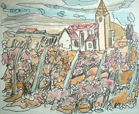 peinture : L'église de Fixin