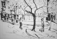 peinture : La Contrescarpe n°5. Paris