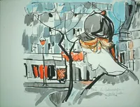 peinture : La Contrescarpe n°9. Paris