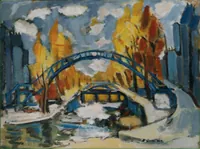 peinture : Le pont sur le canal