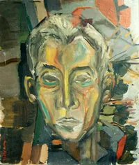 peinture : Homme sur paysage